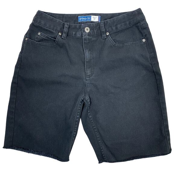 Vintage Bermuda Jean Shorts Women's 8R Black Cutoffs Stretch Denim Modest Grunge - Picture 1 of 6